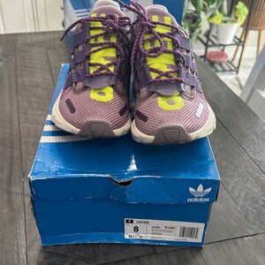 adidas Men’s Purple & Neon Yellow Lace-Up Sneakers